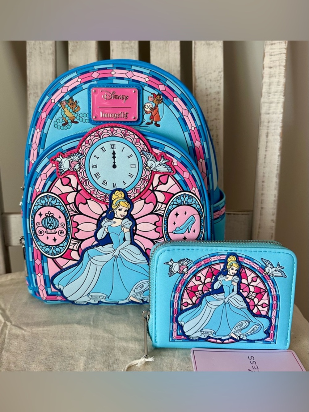 Loungefly Disney Cinderella Stained Glass Portrait Mini Backpack & Wallet
